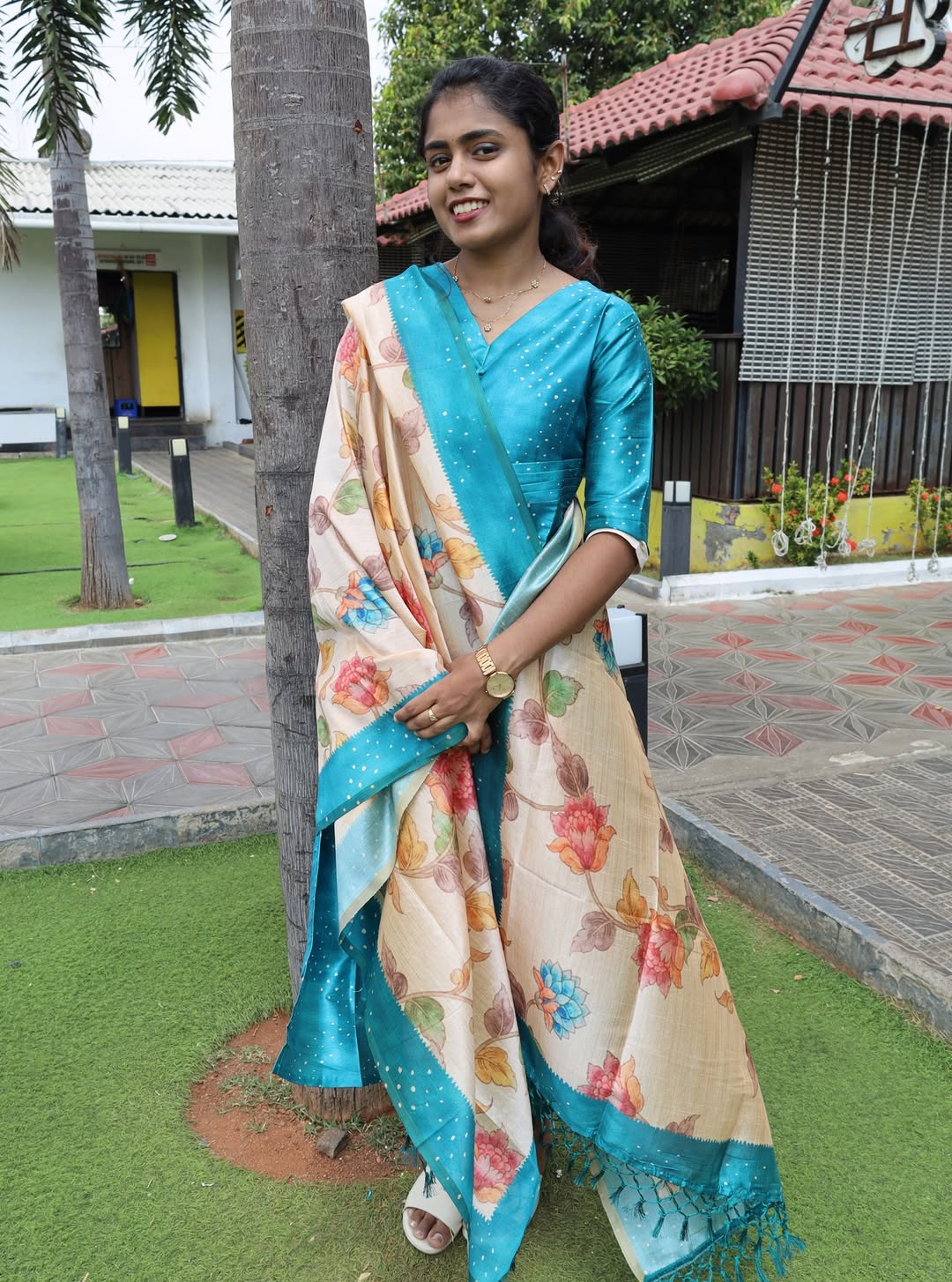 SEMI TUSSAR SILK - BLUE