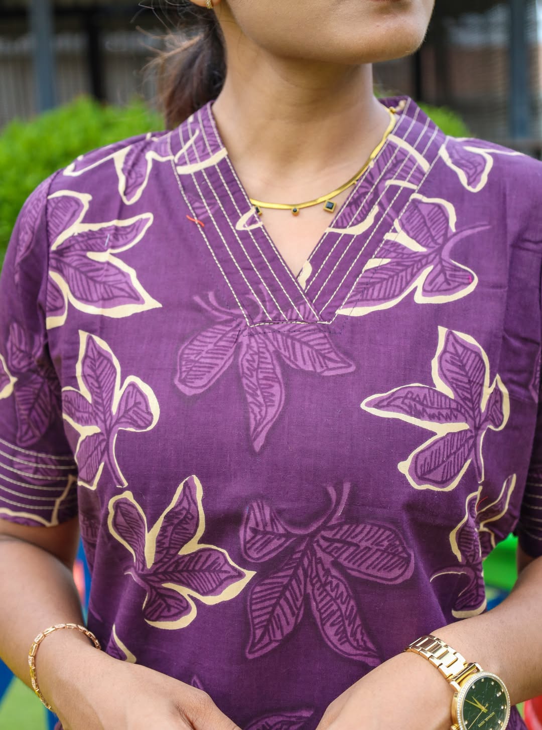 ELEGANT PURPLE FLORAL PRINT COTTON CO-ORD SET
