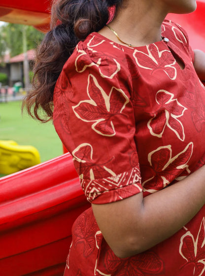 ELEGANT MAROON RED FLORAL PRINT CO-ORD SET