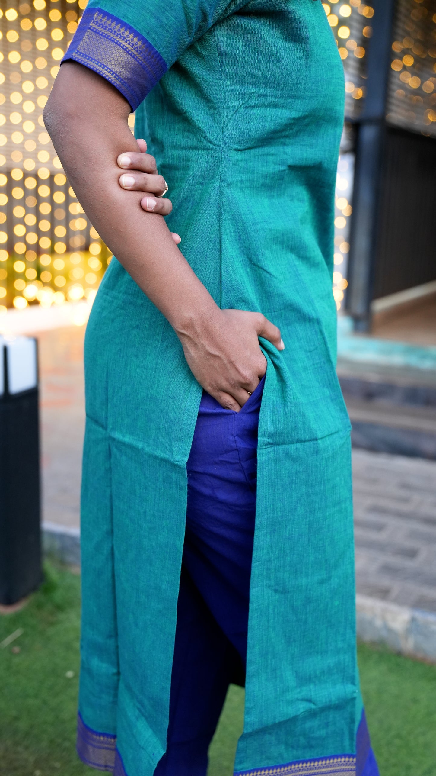 MANGALAGIRI COTTON - PEACOCK BLUE