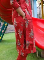 ELEGANT NOTCH NECK COTTON PRINTED KURTI SET