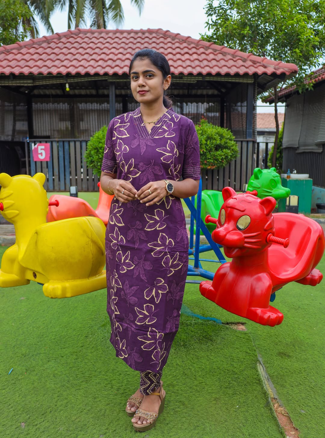 ELEGANT PURPLE FLORAL PRINT COTTON CO-ORD SET