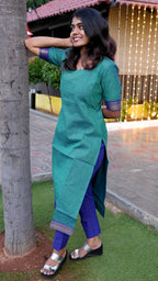MANGALAGIRI COTTON - PEACOCK BLUE