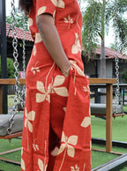 WOMEN’S ELEGANT RUST ORANGE FLORAL COTTON CO-ORD SET