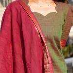 WOMEN’S ELEGANT OLIVE GREEN KURTI SET WITH DUPATTA